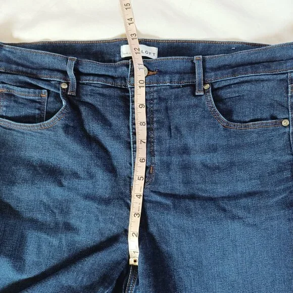 Loft Womens Skinny Jeans Dark Wash Highrise Ankle Length Stretch Size 32 Size 14 - Picture 13 of 14